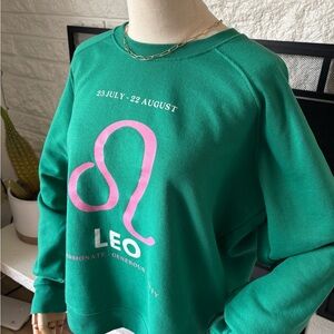 Anthropologie by Catherine O’Sullivan Green Leo Zodiac Sweatshirt